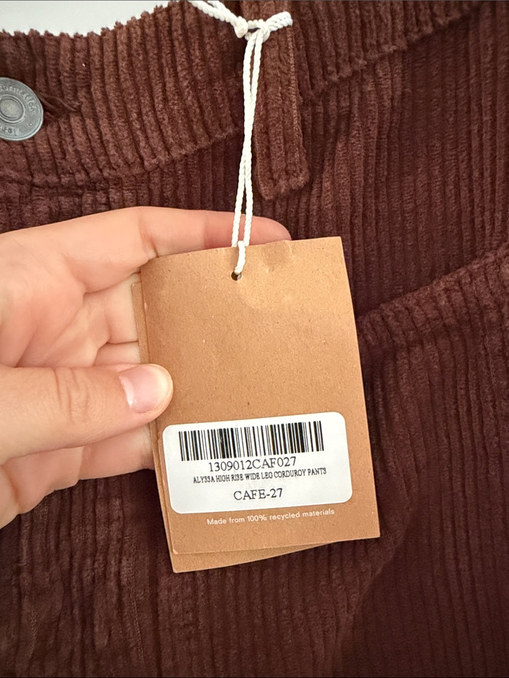 Reformation Brown Corduroy Wide-Leg Jeans - Picture 2 of 4